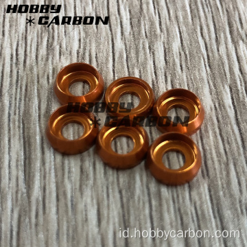 Mesin cuci countersunk aluminium berwarna anodized M3